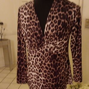 Leopard Print V-Neck Blouse